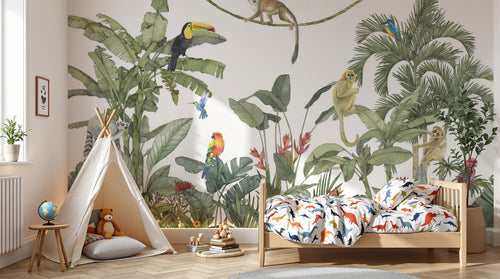 Design D0296 — jungle enfant tigre et singes — design seul — Novomur