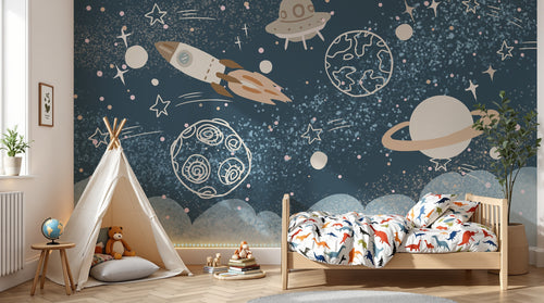 Design D0851 — Papier peint Espace Planètes Enfant — Novomur
