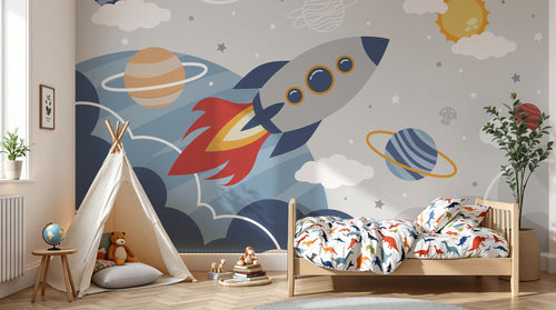 Design D0946 — Papier peint Espace Planètes Enfant — Novomur