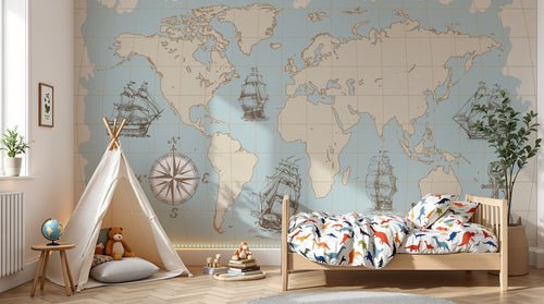 Design E0273 — Papier peint Carte du Monde Enfant — Novomur