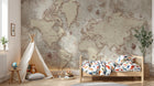 Design L0656 — Papier peint Carte vintage parchemin rose des vents — Novomur