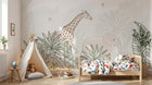 Design SL0273 — Papier peint Girafe elephant rose jungle pastel ligne — Novomur