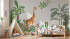 Design SL0402 — Papier peint Girafe jungle aquarelle palmiers cactus — Novomur