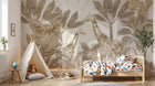 Design SL0524 — Papier peint Girafes palmes sepia beige vintage — Novomur