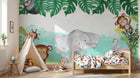 Design SL0816 — Papier peint Animaux jungle paresseux flamant aquarelle enfant — Novomur