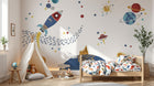 Design ZX0787 — Papier peint Espace fusee planetes OVNI etoiles enfant — Novomur