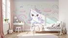 Papier peint Licorne Enfant Blanc - Sur mesure - Design A0009