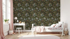 Papier peint Liberty Floral Anthracite - Sur mesure - Design A0242
