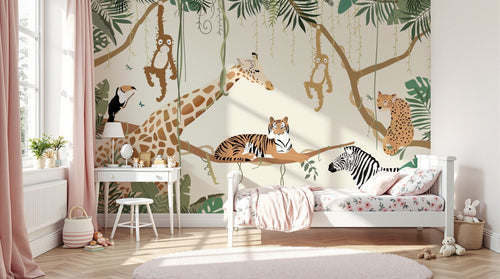 Design B023 — Papier peint Safari Jungle Animaux - Collection 2 — Novomur