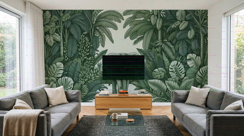 Design A0571 — Papier peint Jungle Tropicale Dense Aquarelle — Novomur