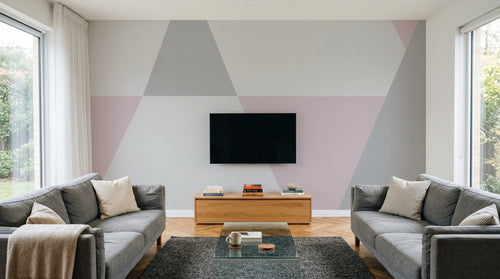 Design L0327 — Papier peint Triangles roses gris pastel scandinave — Novomur