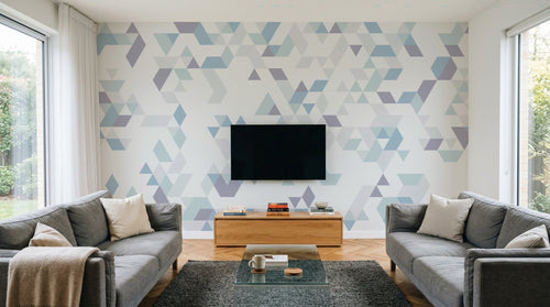 Design SL0018 — Papier peint Triangles pastel bleu gris mauve — Novomur