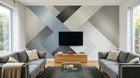 Design SL0090 — Papier peint Composition triangles metallises marbre — Novomur