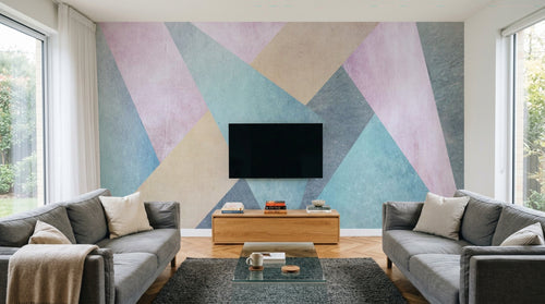 Design SL0107 — Papier peint Triangles pastel beton scandinave — Novomur