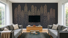 Design SL0611 — Papier peint Gratte-ciel fenetres dorees fond gris fonce — Novomur