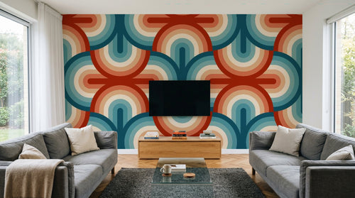 Design SL0724 — Papier peint Cercles concentriques retro 70s — Novomur