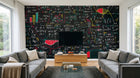 Design SL0780 — Papier peint Tableau noir formules multicolores dense — Novomur