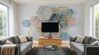 Design SL0796 — Papier peint Cubes hexagones 3D rose marbre — Novomur