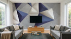 Design ZX0364 — Papier peint Pyramides 3D blanc bleu beton — Novomur