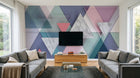 Design ZX0517 — Papier peint Triangles marbre rose bleu pastel — Novomur