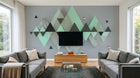 Design ZX0518 — Papier peint Triangles vert menthe marbre montagne — Novomur