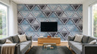 Design ZX0524 — Papier peint Triangles textiles bleu gris scandinave — Novomur