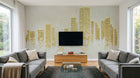 Design ZX0550 — Papier peint Skyline gratte-ciel dores mosaique luxe — Novomur