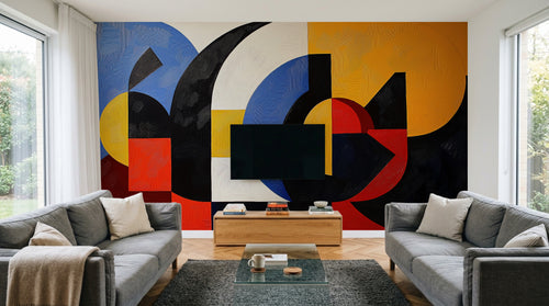 Design A0967 — Papier peint Art Abstrait Bauhaus Coloré - Collection 2 — Novomur