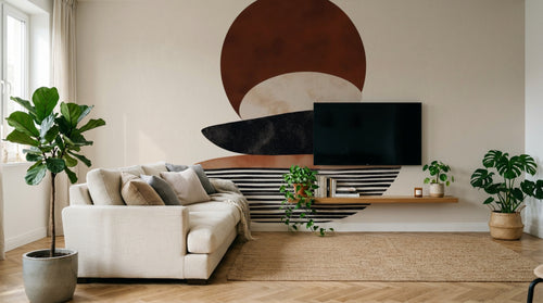 Design A0348 — Papier peint Art Abstrait Bauhaus Beige - Collection 2 — Novomur