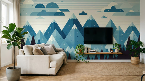 Papier peint Paysage Montagne Gris Perle - Sur mesure - Design A0592