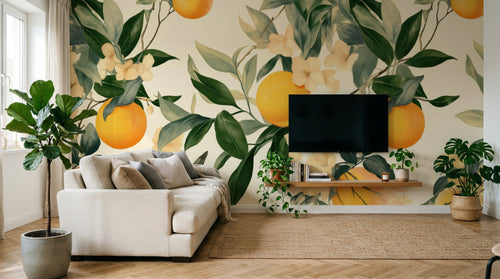 Papier peint Fruits Agrumes Beige - Sur mesure - Design A0746