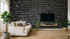 Design L0385 — Papier peint Tableau noir formules mathematiques craie — Novomur