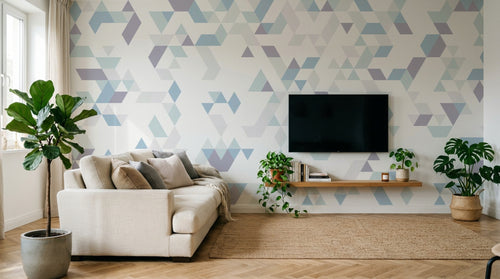 Design SL0018 — Papier peint Triangles pastel bleu gris mauve — Novomur