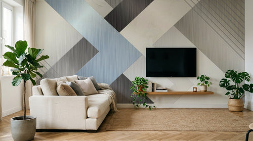 Design SL0090 — Papier peint Composition triangles metallises marbre — Novomur