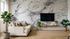 Design SL0190 — Papier peint Marbre Carrara blanc veines grises — Novomur
