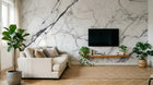 Design SL0394 — Papier peint Marbre Carrara blanc veines grises classique — Novomur