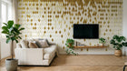 Design SL0475 — Papier peint Losanges dores fond blanc paillettes — Novomur