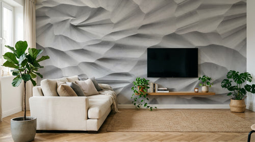 Design SL0607 — Papier peint Relief 3D blanc plisse origami — Novomur