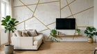 Design SL0699 — Papier peint Marbre blanc lignes dorees geometrique — Novomur
