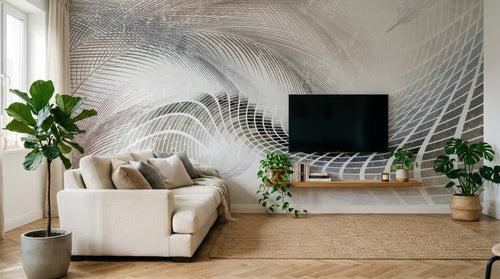 Design SL0700 — Papier peint Vagues lignes spirale fluide gris — Novomur