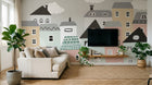 Design SL0775 — Papier peint Maisons stylisees pastel scandinave enfant — Novomur