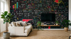 Design SL0780 — Papier peint Tableau noir formules multicolores dense — Novomur