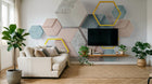 Design SL0796 — Papier peint Cubes hexagones 3D rose marbre — Novomur