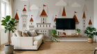 Design SL0798 — Papier peint Chateaux medievaux drapeaux enfant — Novomur