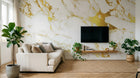 Design SL0802 — Papier peint Marbre Calacatta or veines dorees — Novomur
