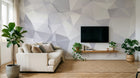 Design ZX0265 — Papier peint Polygones blancs facette abstrait minimal — Novomur