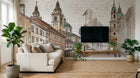 Design ZX0485 — Papier peint Rue europeenne basilique croquis brique — Novomur