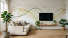Design ZX0489 — Papier peint Vagues fluides multicolores oiseaux marbre — Novomur
