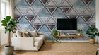Design ZX0524 — Papier peint Triangles textiles bleu gris scandinave — Novomur