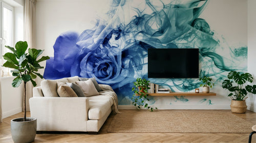 Design ZX0540 — Papier peint Rose bleue fumee tourbillon abstrait — Novomur